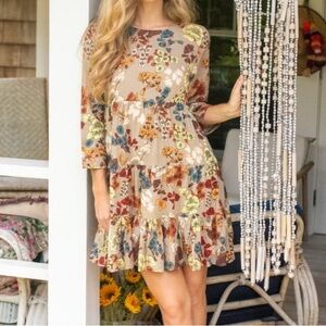 NWOT Natural Life Heidi Floral Boho Women's Mini Dress M